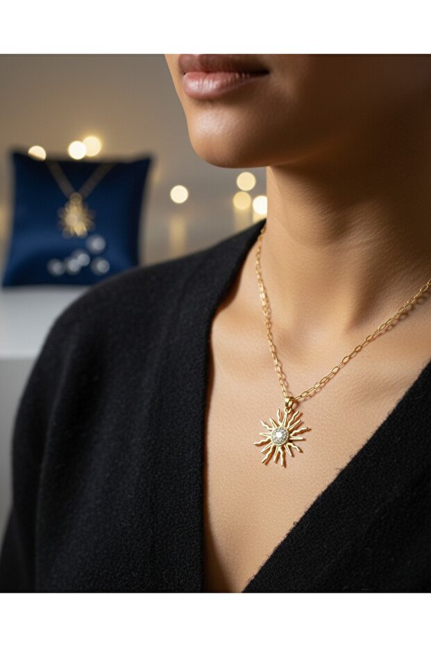 ÇELİK GÜNEŞ KOLYE TAŞLI - 3