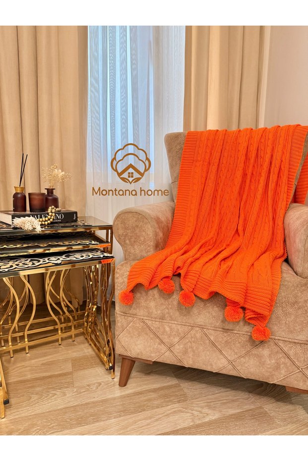 Pompom Knitwear Knitted Tv and Diz Blanket – 130X170 cm