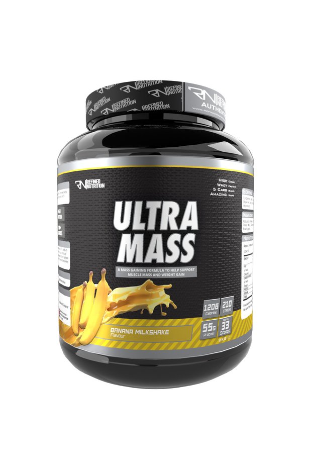 Ultra Mass 2kg – Banana Milkshake | High-Calorie Muscle Gainer for Size, Strength