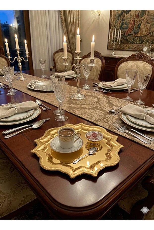 Luxury Embroidered Presentation Tray | Turkish Coffee, Treats and Wedding Ceremony Tray | Decorative Service