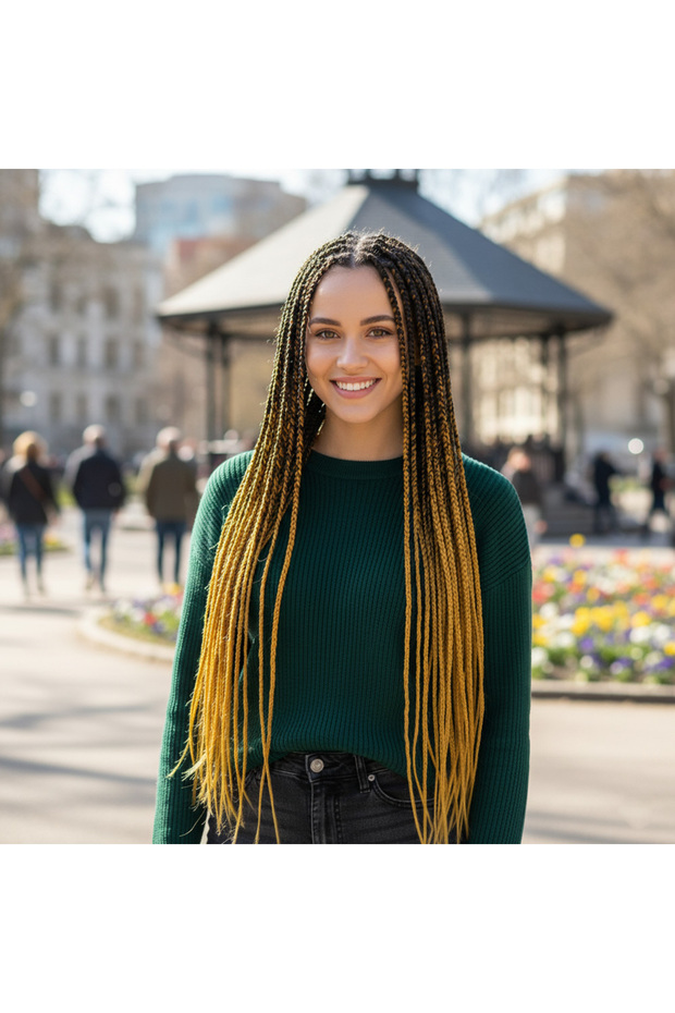 Synthetic ombre hair for african braids and dreadlocks - black/gold blonde