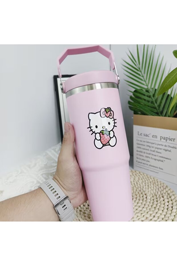Hello Kitty Baskılı Termos Kupa - 1
