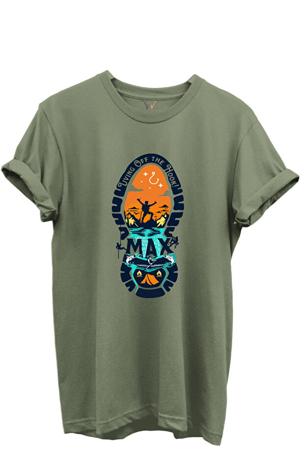 Fishing and Adventure Theme Printed 100% Cotton Regular Fit Crew Neck Unisex T-Shirt