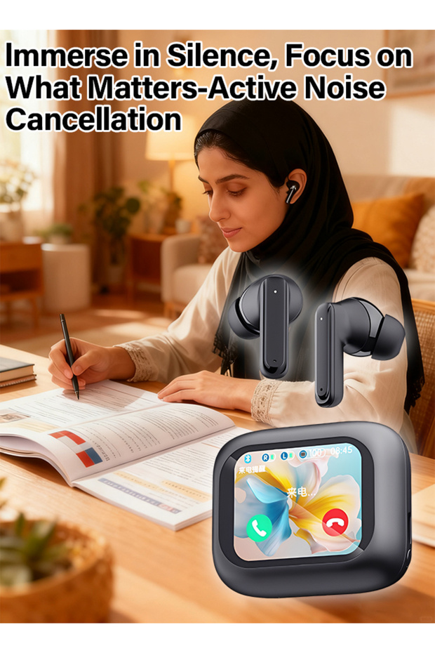 Bluetooth Earbuds with Touch Control Display, ANC & Instant Language Translation