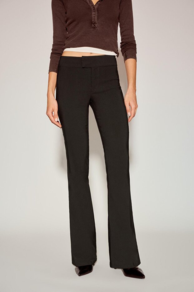 Orta bel çan paça pantolon - 4