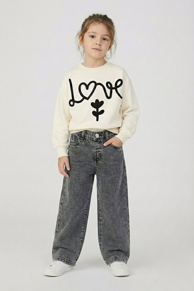 Girls Boys Children's Adjustable Waist Straight Leg Comfortable Fit Jean Pocket Denim Pants