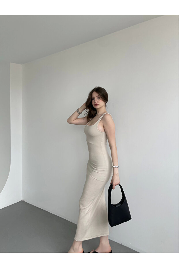 Fitilli Kumaş Askılı Elbise - 4