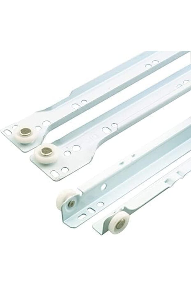 Sliding Drawer Rail 1 Pair Full Extension Track Rail for Cabinets - White (16 INCH)