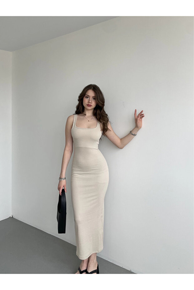 Fitilli Kumaş Askılı Elbise - 7