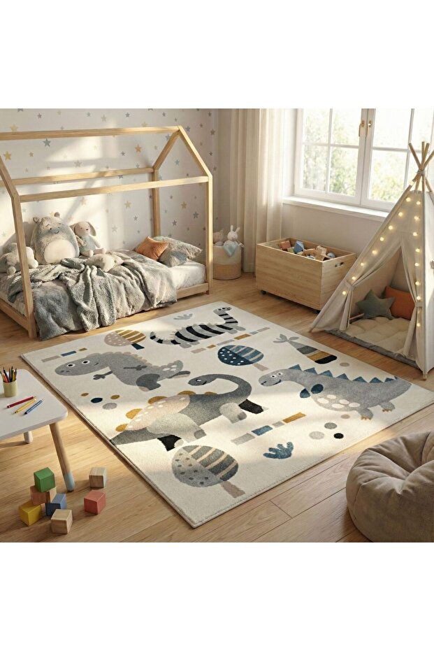 Kinder Dino Kids Rug Area Rug Floor Covering 160x230cm-Grey 231200400667 - 6