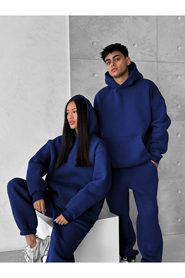 Çiftlere Özel Basic Oversize Kapşonlu Eşofman Takımı(TEKLİ) - 2