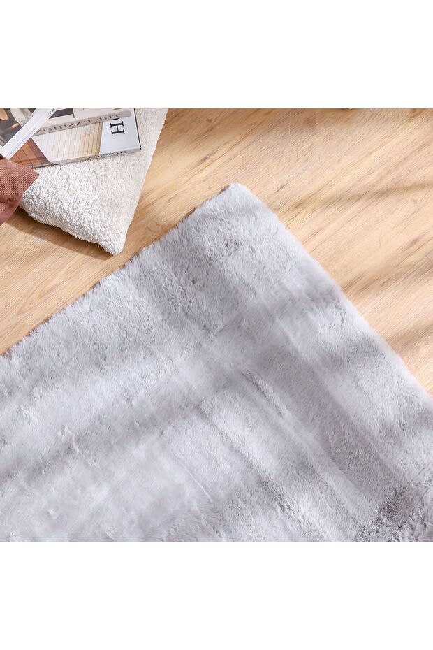 Plain Plush Solid Soft Fur Rug Area Rug Floor Covering 80x150cm-Light Grey 231200400403