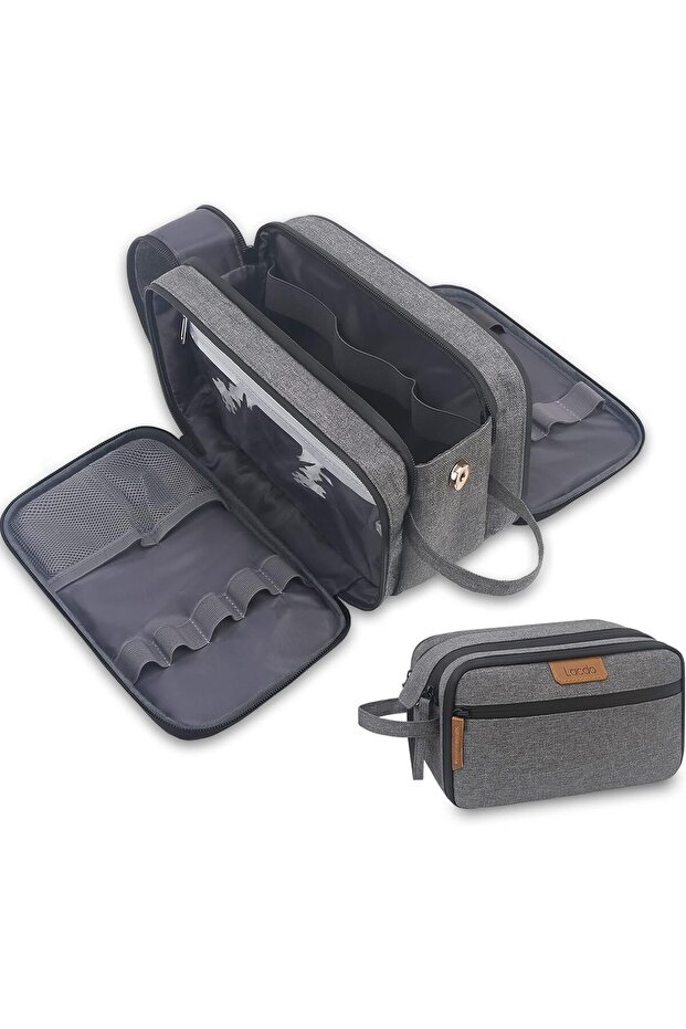 Toiletry Bag for Men - Water-Resistant Travel Dopp Kit, Gray
