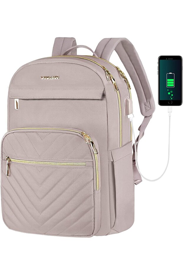 15.6 Inch Laptop Backpack for Women with USB Port