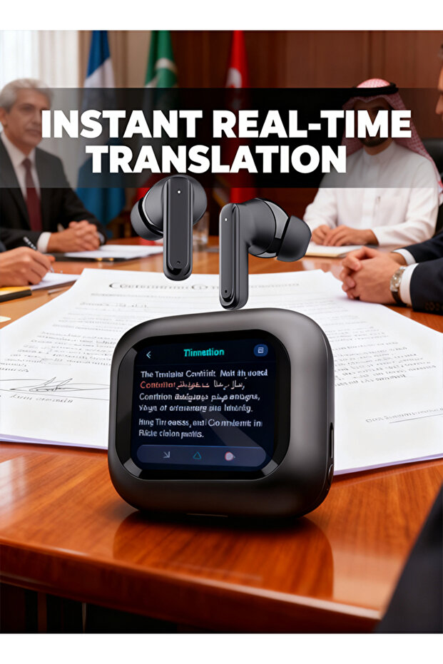 Professional Touchscreen Earbuds with ANC – Real-Time Translation for Business Meetings