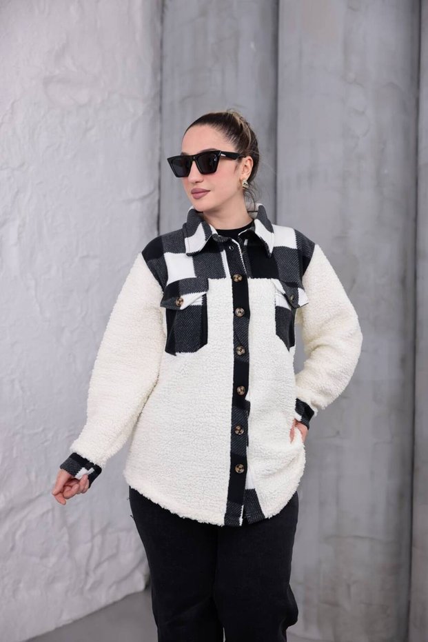 Plaid Detailed Plush Jacket - Shirt