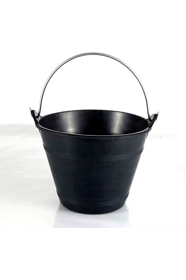 Construction PVC Plastic Light Weight Bucket - Black & Yellow (BLACK)