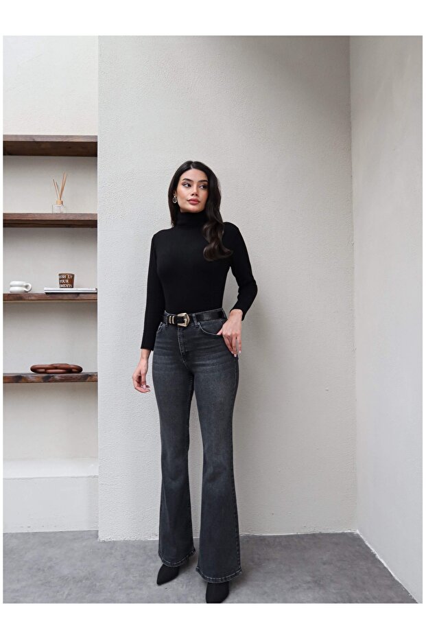Antrasit İspanyol Paça Jean - 2