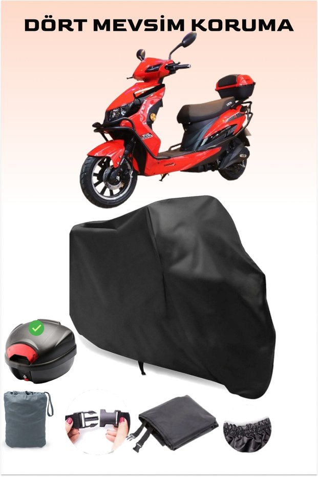 Black Rear Bag Compatible Arora Zr*5 Compatible Motorcycle Tarpaulin Scooter Tarpaulin