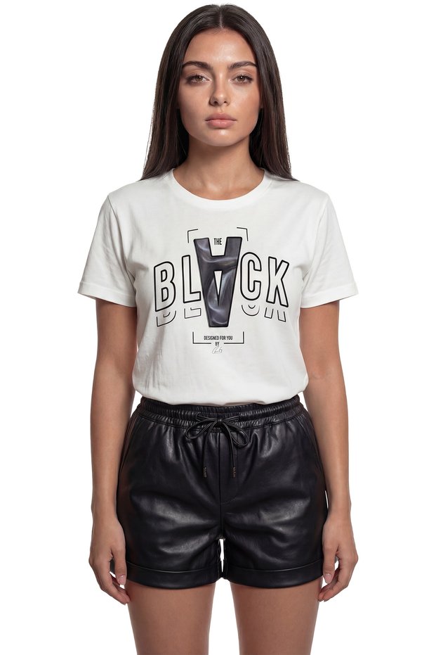 ''The Black'' Written Printed 100% Cotton Relaxed Fit Premium Women's T-Shirt