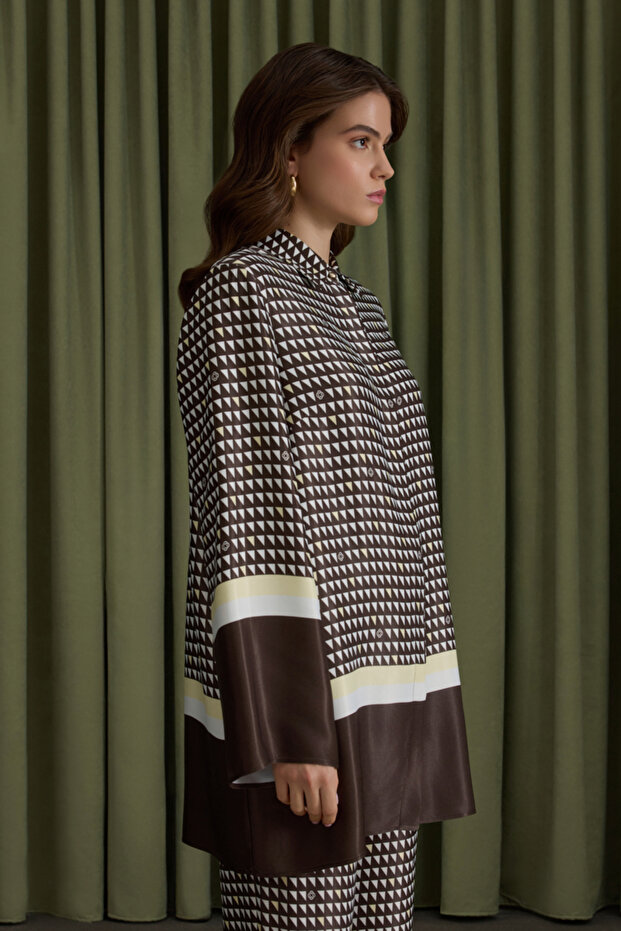 تونيك فيسكون منقوش باللون البني - 3