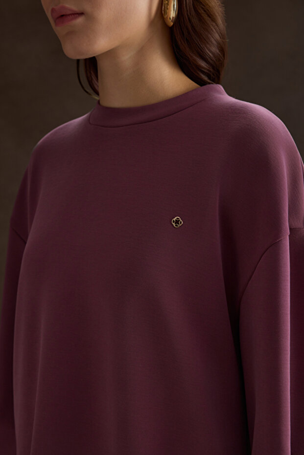 Bordo Örme Modal Sweatshirt - 5