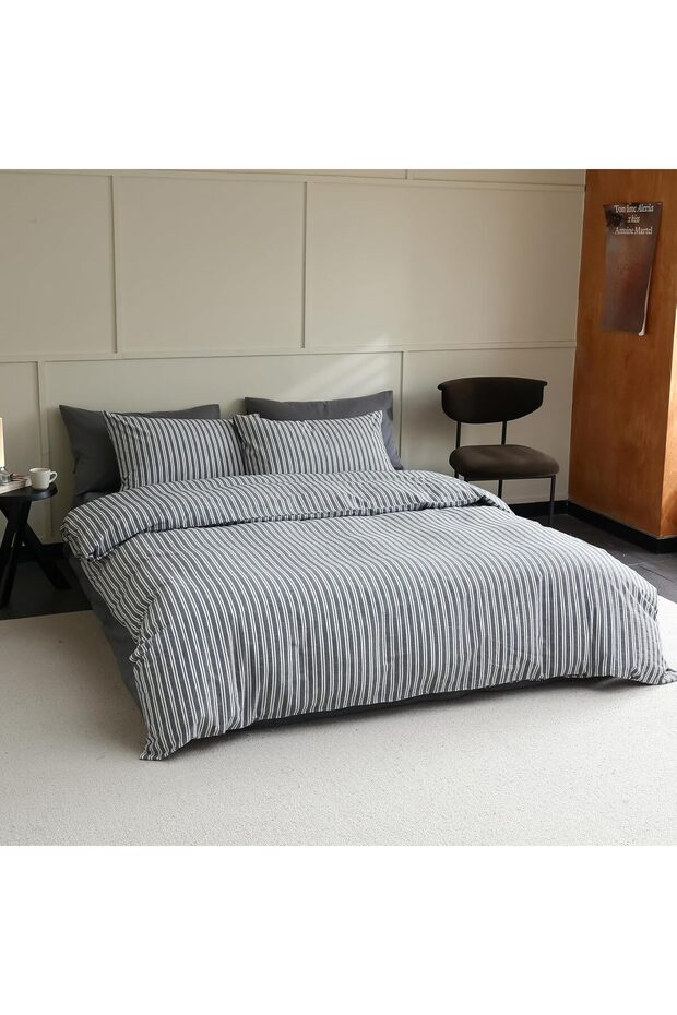 ملاءة سرير مطاطية فردية من Slate Line + غطاء وسادة - 3