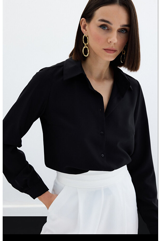 İpek Saten Gömlek - 1