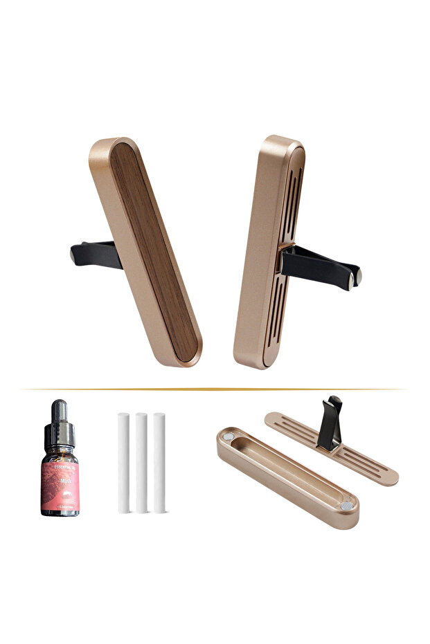 Luxury Car Air Freshener Diffuser with 3 Refill Sticks & Premium Fragrance (GOLD, Musk Royale)