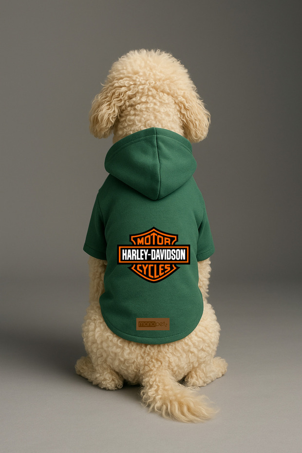 Printed Dog and Cat Clothing & Dress with Fleece Inside - Green Color K Hooded Hoodie B3Adf