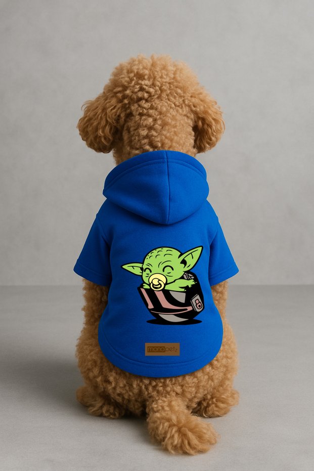Printed Dog and Cat Clothing & Dress with Fleece Inside - Blue Color K Hooded Hoodie B729A