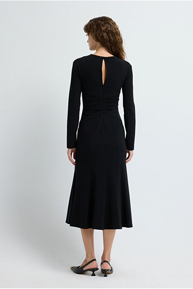 Büzgü Detaylı Örme Elbise - 7