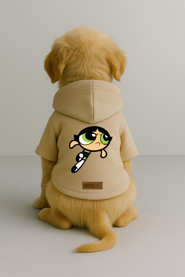 Printed Dog and Cat Clothing & Dress with Fleece Inside - Beige Color K Hooded Hoodie Bddf7