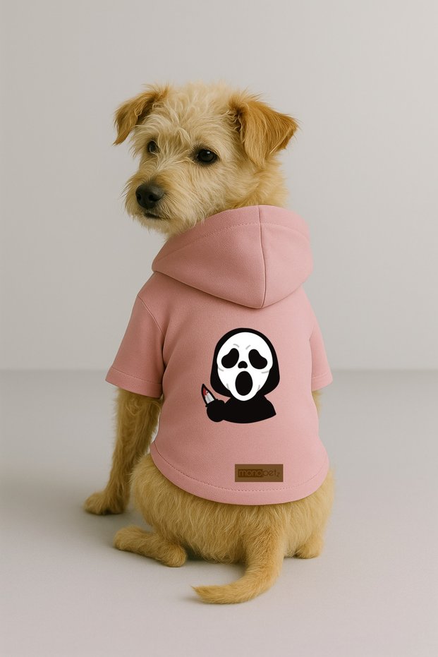 Printed Dog and Cat Clothing & Dress with Fleece Inside - Pink Color K Hooded Hoodie B9A84