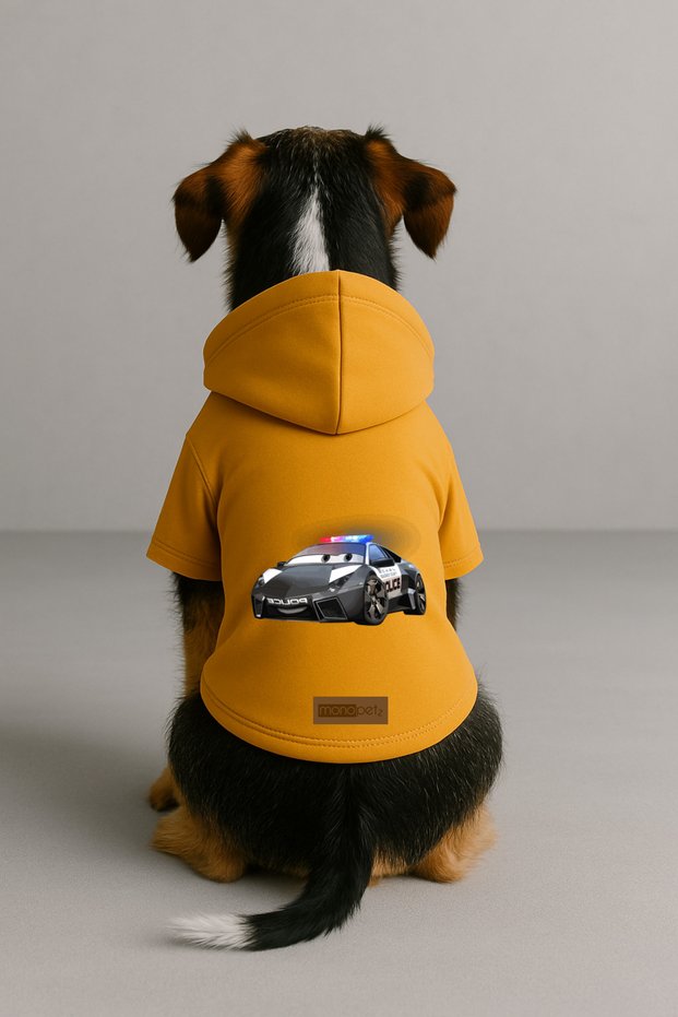 Printed Dog and Cat Clothing & Dress with Fleece Inside - Yellow Color K Hooded Hoodie B8C99