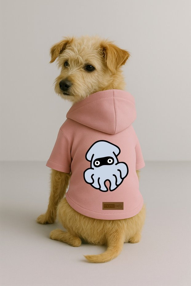 Printed Dog and Cat Clothing & Dress with Fleece Inside - Pink Color K Hooded Hoodie B3Ad6