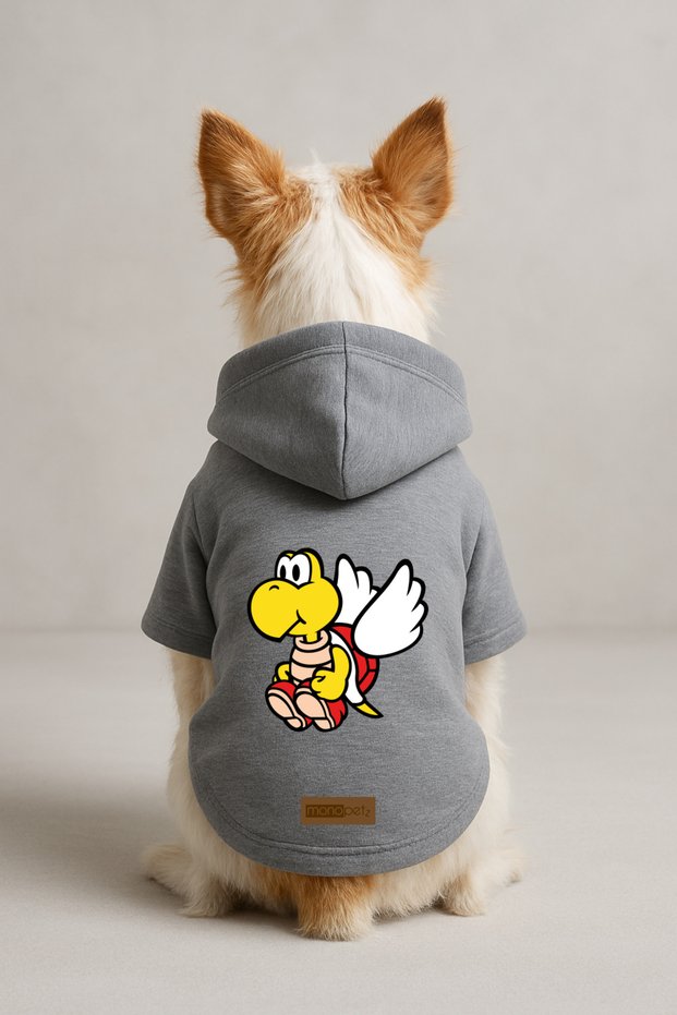 Printed Dog and Cat Outfit & Dress with Fleece Inside - Grey Color K Hooded Hoodie B527B