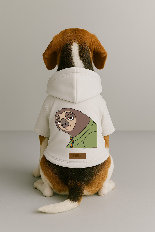 Printed Dog and Cat Clothing & Dress with Fleece Inside - White Color K Hooded Hoodie B2065