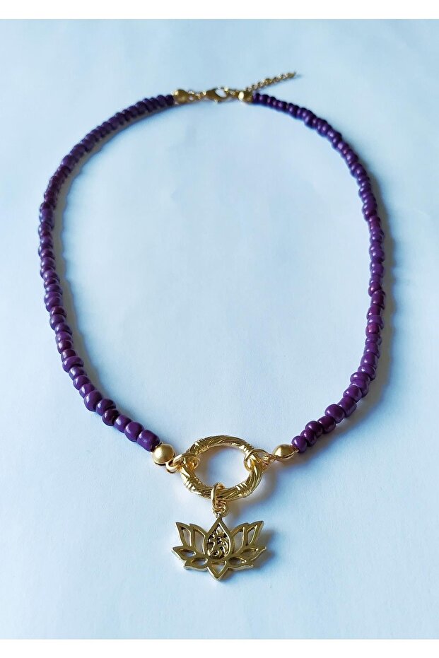 Lotus Çiçeği Boncuklu Kolye - 2