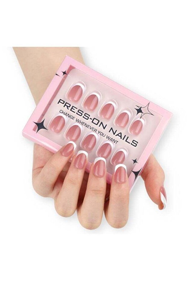 30 Pcs Press on Nails includes Glue, Nail File, Cuticle Pusher