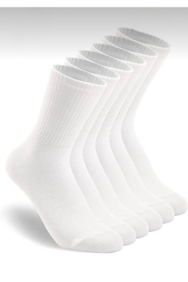 12 Pairs of White Cotton Tennis Socks (Yonca 35037)