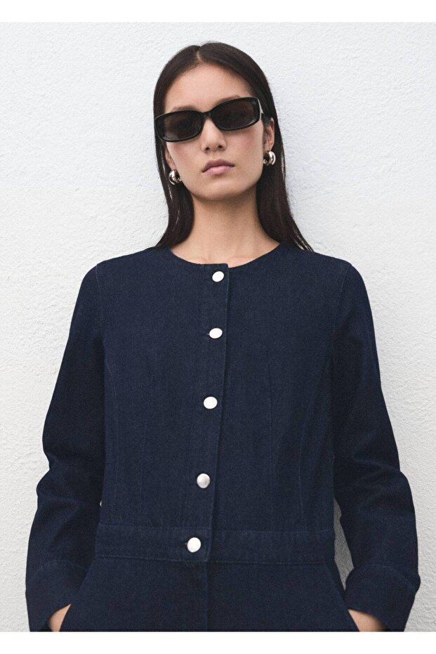 Düğmeli kot tulum - 1