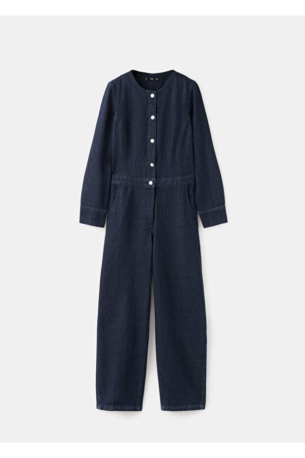 Düğmeli kot tulum - 3