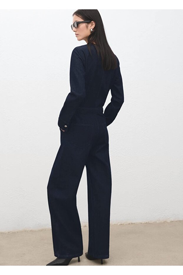 Düğmeli kot tulum - 4