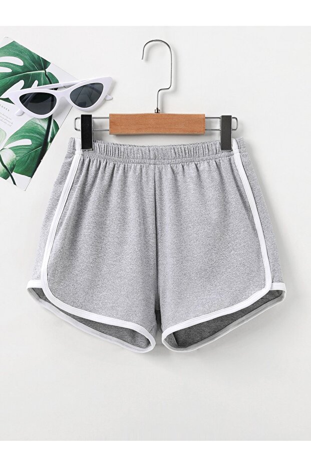 Kadın Biyeli Penye Mini Şort - 1