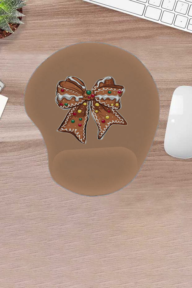 Damla, Brown Ribbon, Patterned Wrist Rest Mousepad, Comfortable Computer Mouse Pad