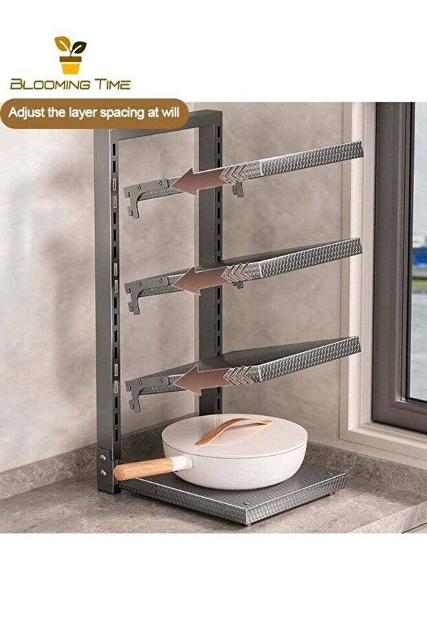 رف تخزين مطبخ متعدد الطبقات أحادي الجانب - أسود - 6
