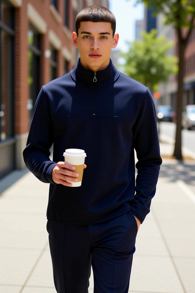Men's Mock Neck Zippered Standard Sleeve Fleece Sweatshirt Functional Durable Quality Sports