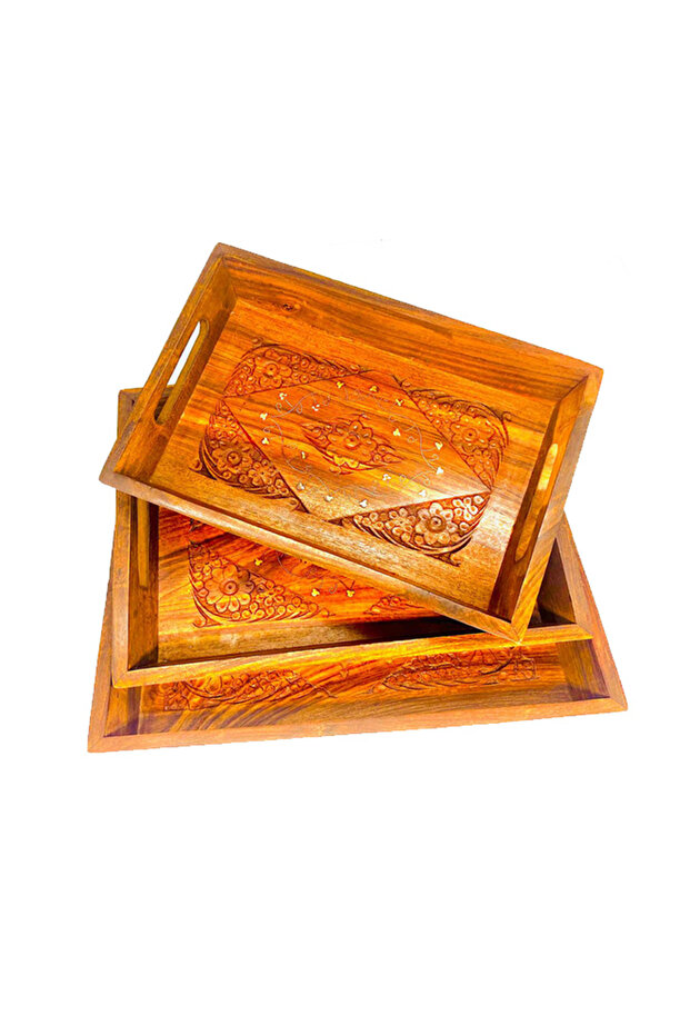 Wooden Tray set handmade - 3 pieces set