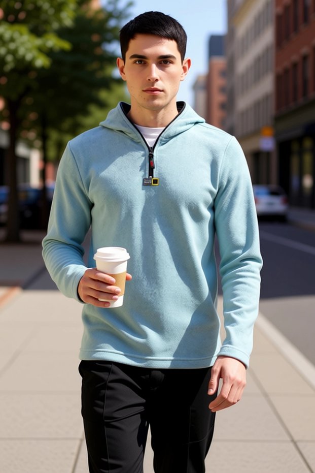 Men's Hooded Standard Sleeve Fleece Zippered Sweatshirt Functional Durable Quality Stylish